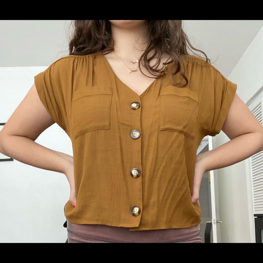 Brown casual fall blouse